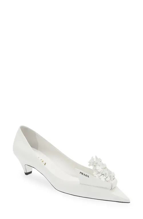 Prada Bunny Flora Pointed Toe Pump in White at Nordstrom, Size 8Us | Nordstrom