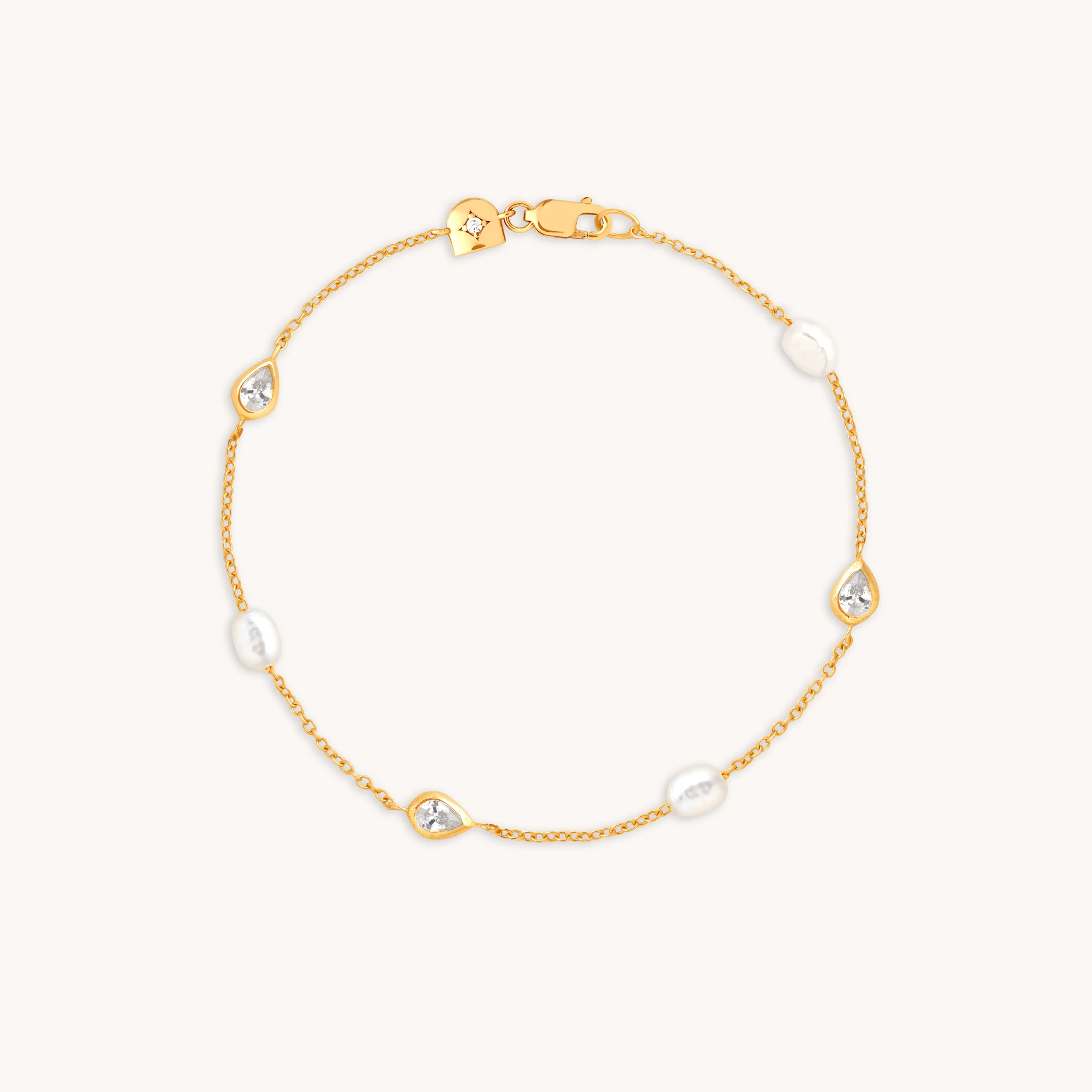 Pearl & Crystal Charm Bracelet in Gold | Astrid & Miyu UK