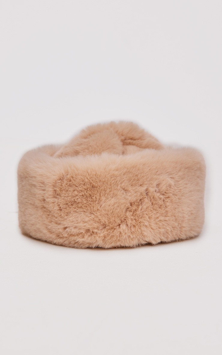 Beige Soft Faux Fur Beanie | PrettyLittleThing UK