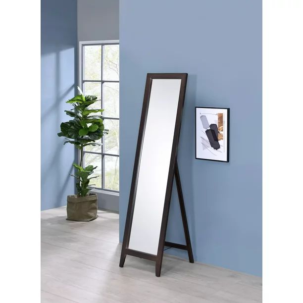 Peta Floor Standing Mirror, Solid Walnut Wood Frame, Contemporary | Walmart (US)