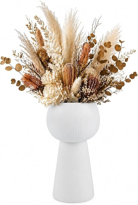 Restaurantware-Table Art Flower Vase, 1 Pedestal Decorative Vase - Minimalist, Modern, White Cera... | Amazon (US)