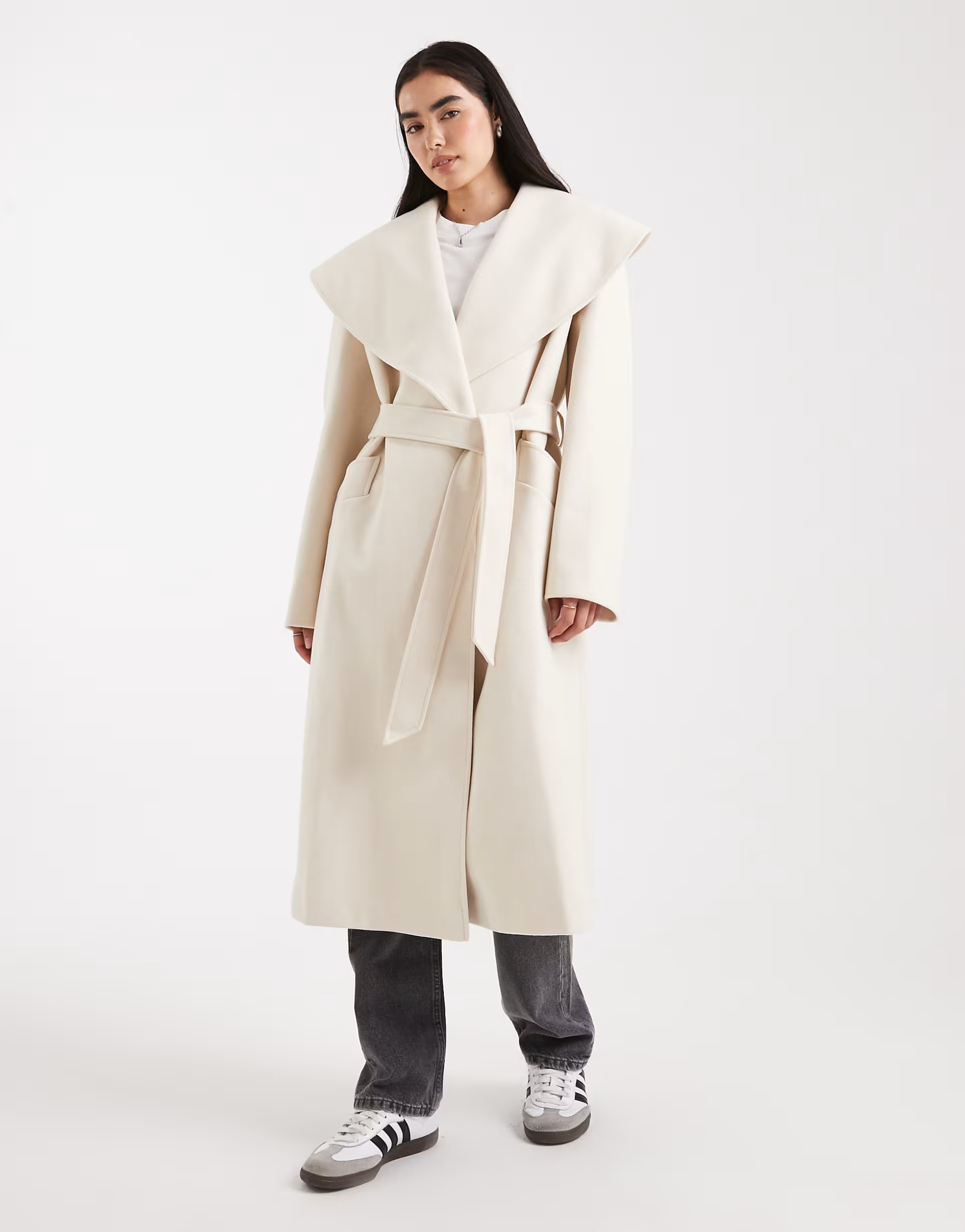 Miss Selfridge formal wrap coat in cream | ASOS | ASOS (Global)