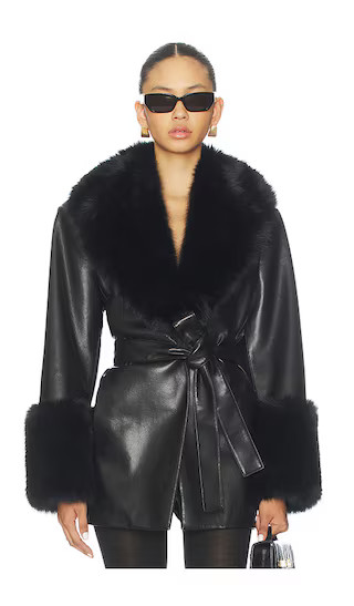 Rosabella Faux Fur Blazer in Black | Revolve Clothing (Global)