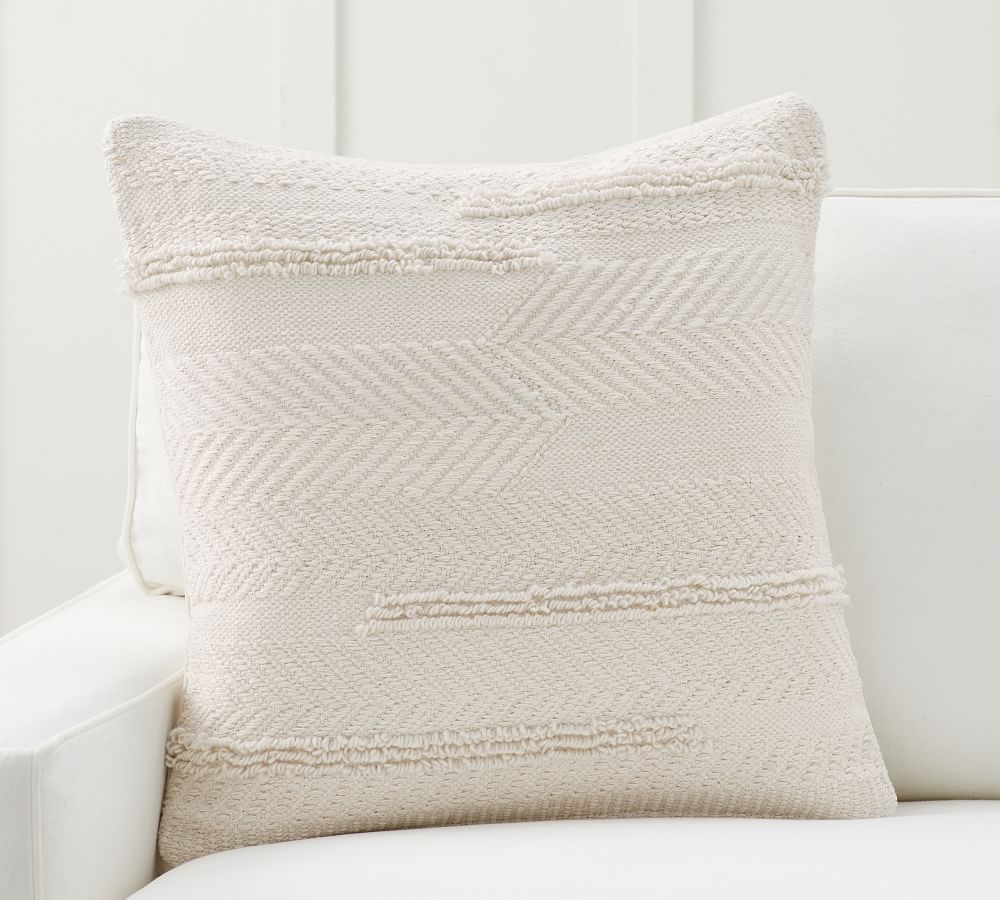 Lyla Textured Pillow Cover, 24 x 24&amp;quot;, Ivory | Pottery Barn (US)