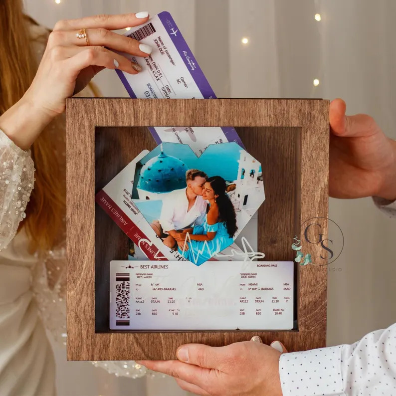 Personalized Travel Memory Box with Photo, Custom Wooden Shadow Box for Couples, Gift for Anniver... | Etsy (US)