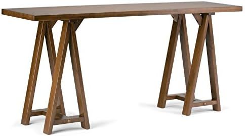 SIMPLIHOME Sawhorse SOLID WOOD 66 inch Wide Modern Industrial Wide Console Sofa Entryway Table in... | Amazon (US)