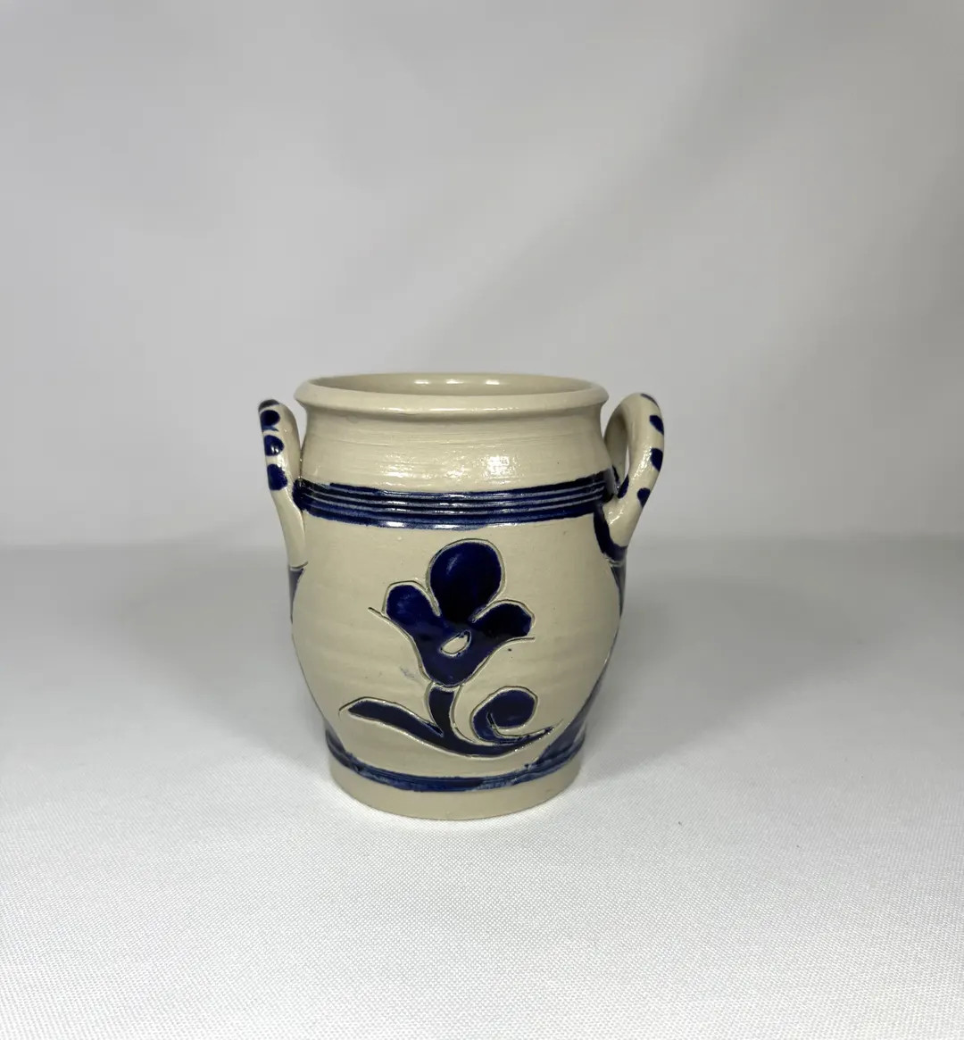 Williamsburg Pottery Colonial Style Stoneware Blue & Cream Salt Glaze Kitchen Crock 5" - Etsy | Etsy (Global)