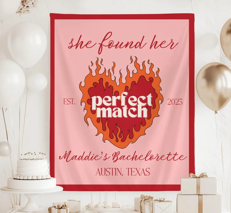 Perfect Match Bachelorette Decor, She Found Her Perfect Match Banner, She Found Her Match Bachelo... | Etsy (US)