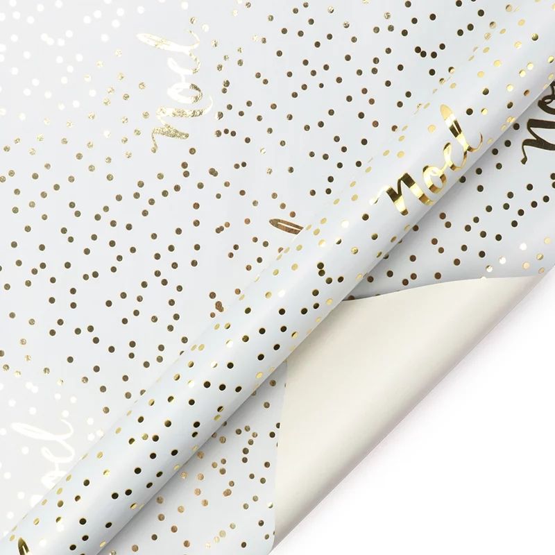 LaRibbons Metallic "Noel" Wrapping Paper Sheets White/Gold 4 - 76 cm x 50 cm Sheets/Roll | Walmart (US)