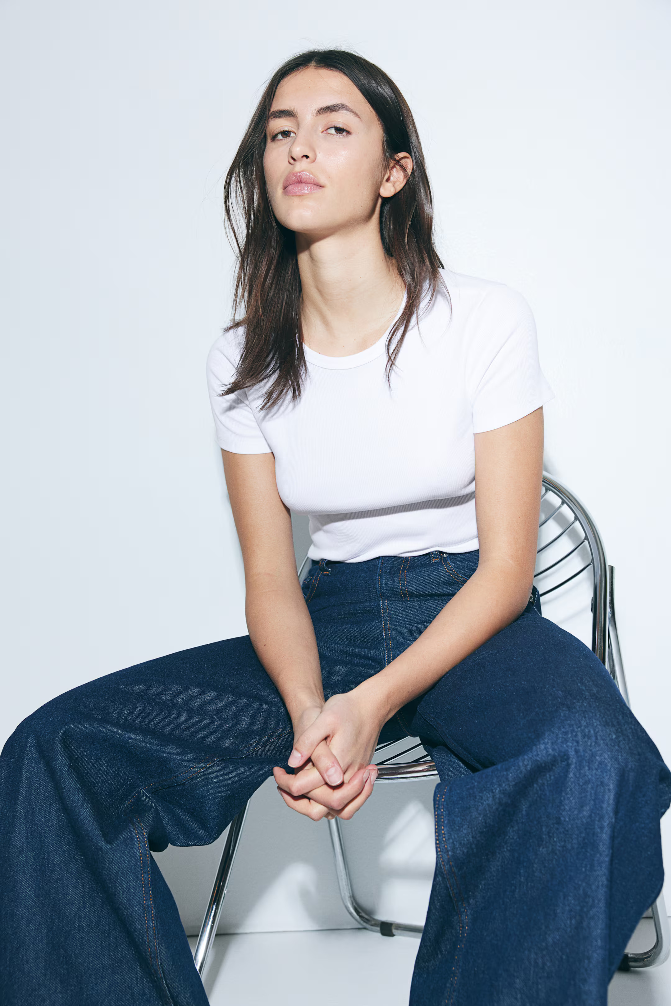 Ribbed T-Shirt - Light beige melange - Ladies | H&M US | H&M (US + CA)