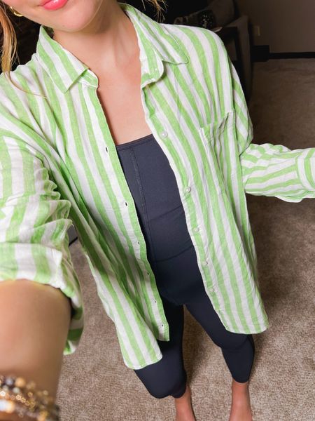 Jumpsuit paired with this green linen striped shirt?! Amazing 🤍 

#LTKsalealert #LTKfindsunder50 #LTKstyletip