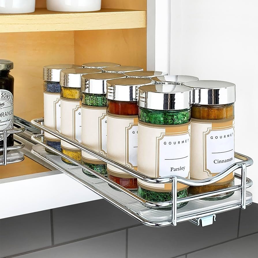 LYNK PROFESSIONAL® Pull Out Spice Rack Organizer for Inside Kitchen Cabinets - 4-3/8 inch Wide -... | Amazon (US)