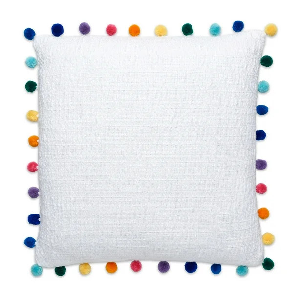 Gap Home Kids Organic Cotton Decorative Pillow with Pom Trim, White, 18 x18 - Walmart.com | Walmart (US)