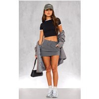 Grey Marl Woven Tailored Mini Skort, Grey | PrettyLittleThing UK