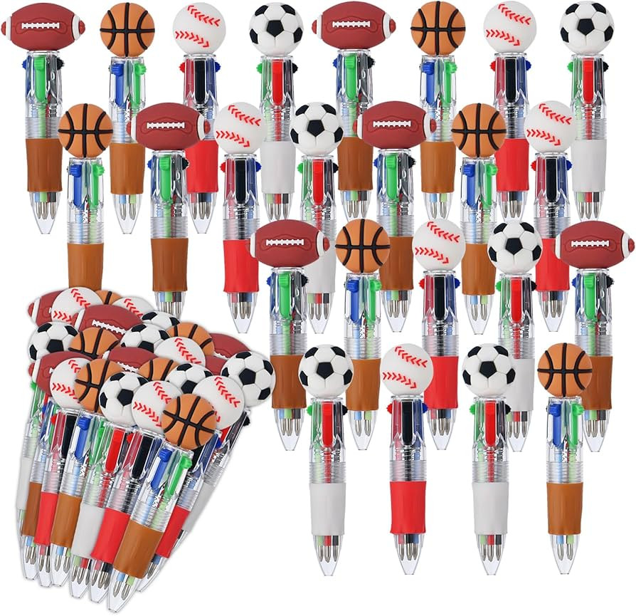 24 PCS 4-in-1 Sports Ballpoint Pens - Bulk Football Soccer Basketball Pens for Sports Lovers,Exch... | Amazon (US)