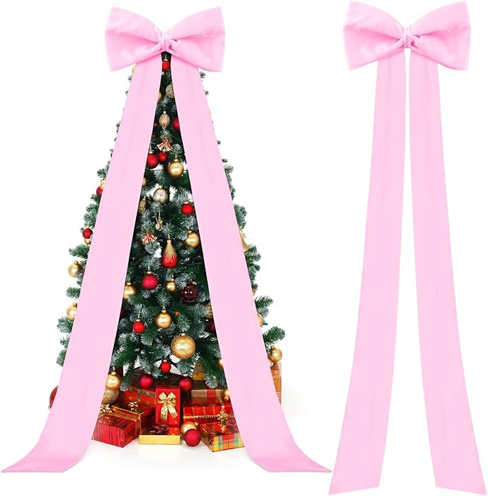 118x28 Inch Extra Large Christmas Tree Topper Bow Christmas Giant Satin Bow Decoration with Long ... | Amazon (US)