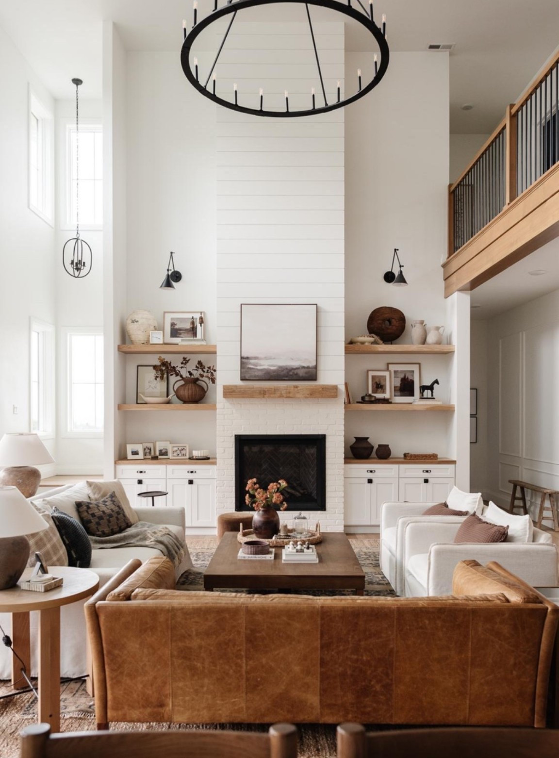 Cozy and classic living room🤎

Living room, coffee table, neutral home, open shelves, living room ideas, living room decor, shelf decor, McGee and co, Wayfair, classic home