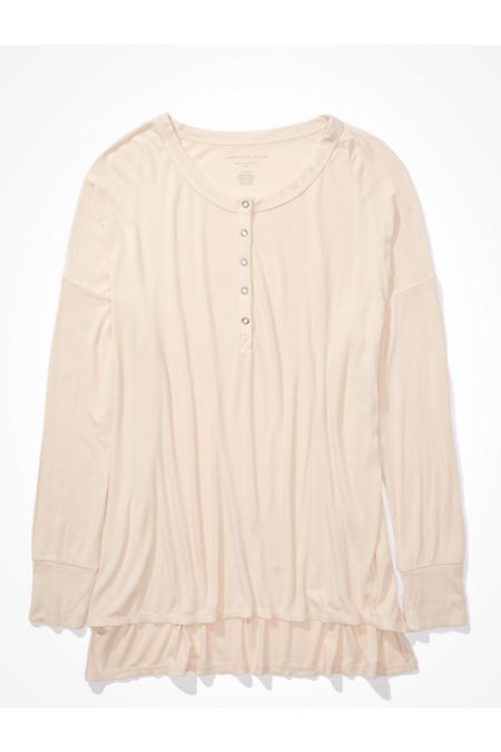 AE Oversized Long Sleeve Henley T-Shirt | American Eagle Outfitters (US & CA)