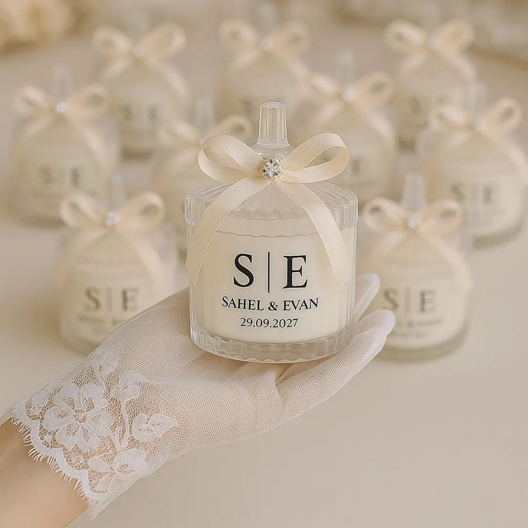 Personalized Wedding Favor Candles: Soy Wax, Elegant Glass-look Hard Plastic Jars - Etsy | Etsy (US)