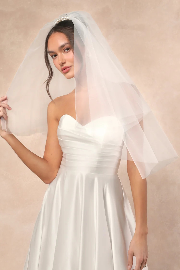 Unconditional White Tulle Pearl Layered Veil | Lulus