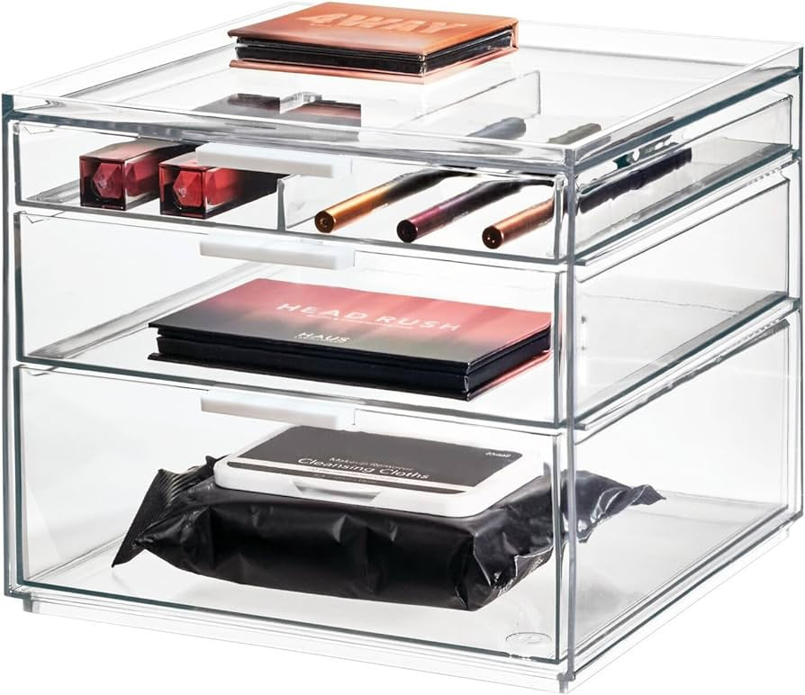 iDesign The Sarah Tanno Collection Tall Plastic Cosmetic Drawer Organizer, Clear | Amazon (US)