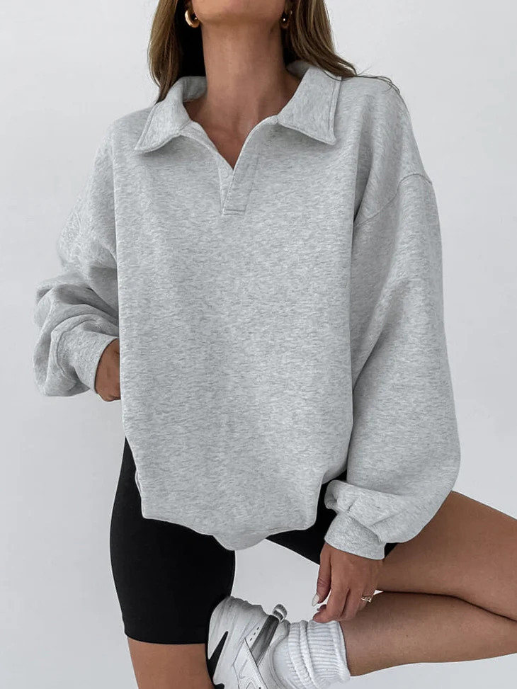 Minimalist Plain Polo Sweatshirt | Commense