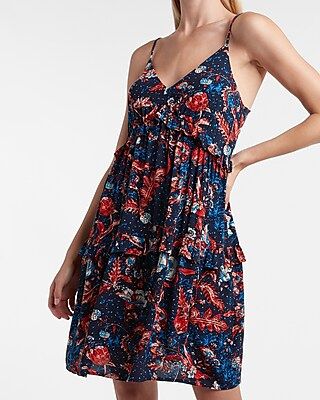 Floral Tiered Trapeze Dress | Express