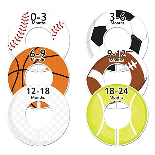 C47 Sports Baby Closet Size Dividers Boy Set of 6 Fits 1.25 Inch Rod | Amazon (US)