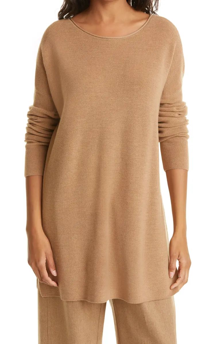 Bateau Neck Merino Wool Tunic Sweater | Nordstrom