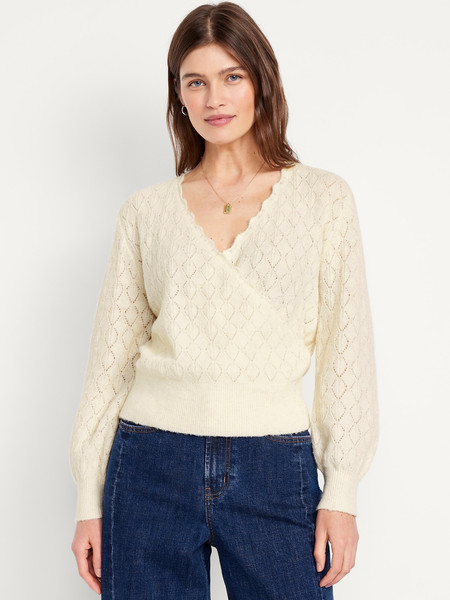 Wool-Blend Wrap-Front Sweater | Old Navy (US)