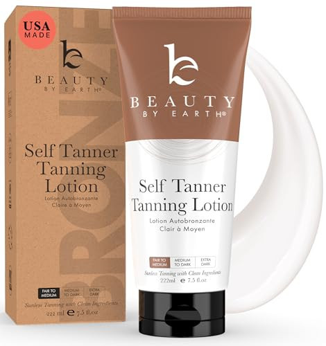 Tanning Lotion Self Tanner - USA Made with Natural and Organic Ingredients Non Toxic Sunless Browning Lotion, Best Gradual Tanner for Men and Women, Streak-Free Fake Tan, Fair to Medium | Amazon (US)