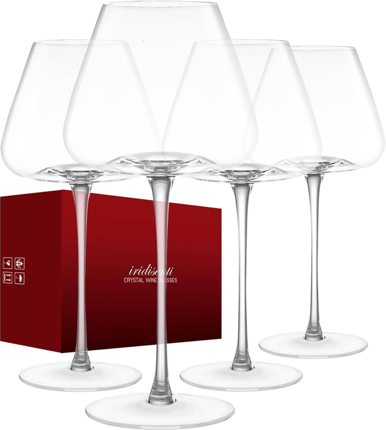 Hand-Blown 23.5OZ Crystal Wine Glasses Set of 4 for Pinot Noir, Burgundy, Bordeaux, Large Lead-Free Crystal Glasses with Unique Bottom Design for Red, White Wine, Big Oversized Glasses | Amazon (US)