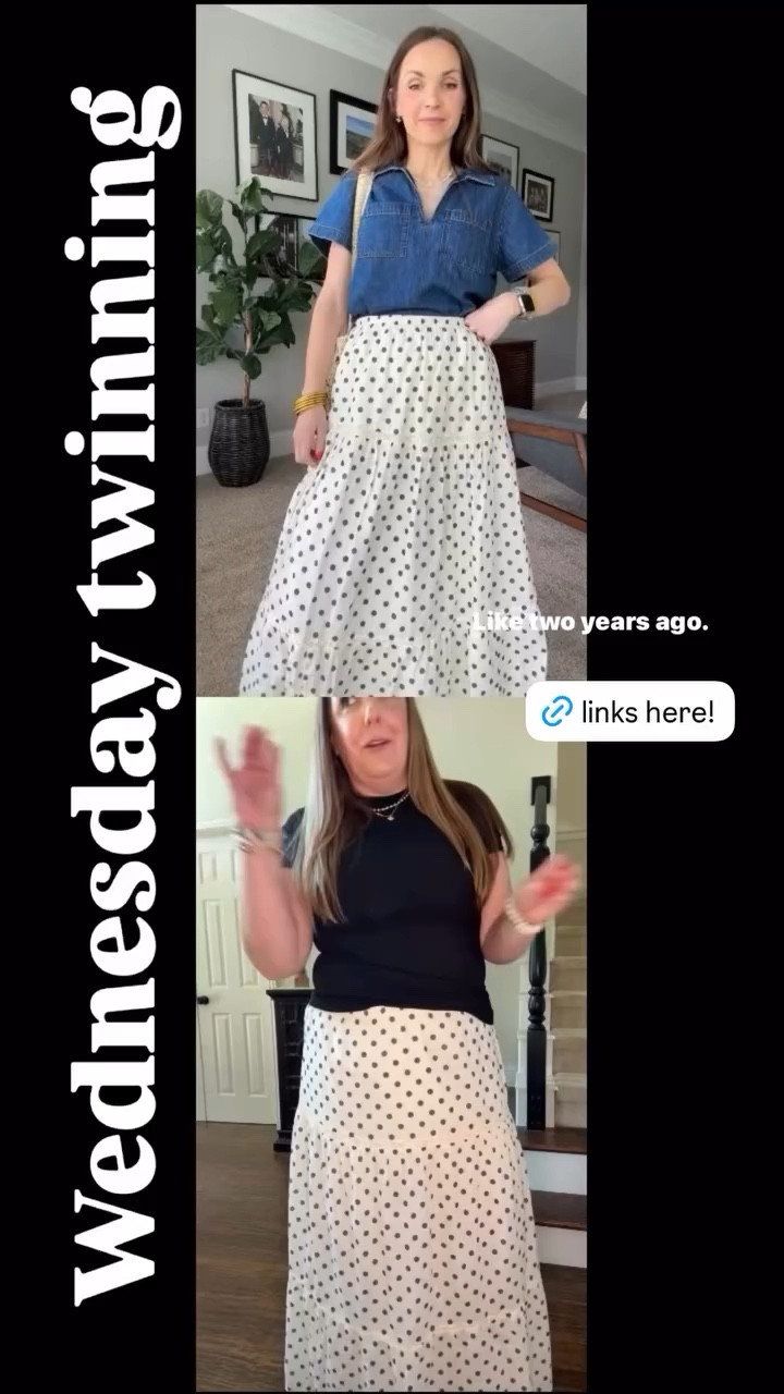 Twinning with Kristy in our @abercrombie skirts! 

#LTKootd #LTKMidsize #LTKOver40