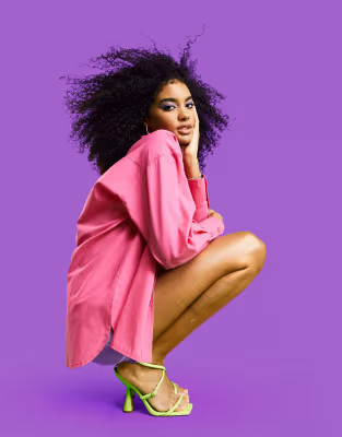 ASOS DESIGN oversized shirt with pocket in bright pink | ASOS (Global)