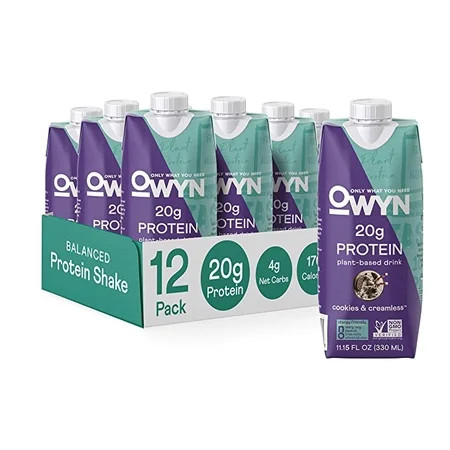 OWYN - 100% Vegan Plant-Based Protein Shakes Cookies & Creamless, 11.14 Fl Oz (Pack of 12) Dairy-Fre | Walmart (US)