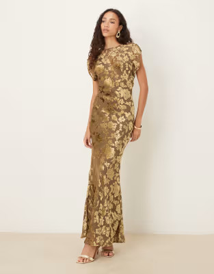 ASOS DESIGN velvet devore crew neck sleeveless maxi dress with tie back in mocha | ASOS | ASOS (Global)