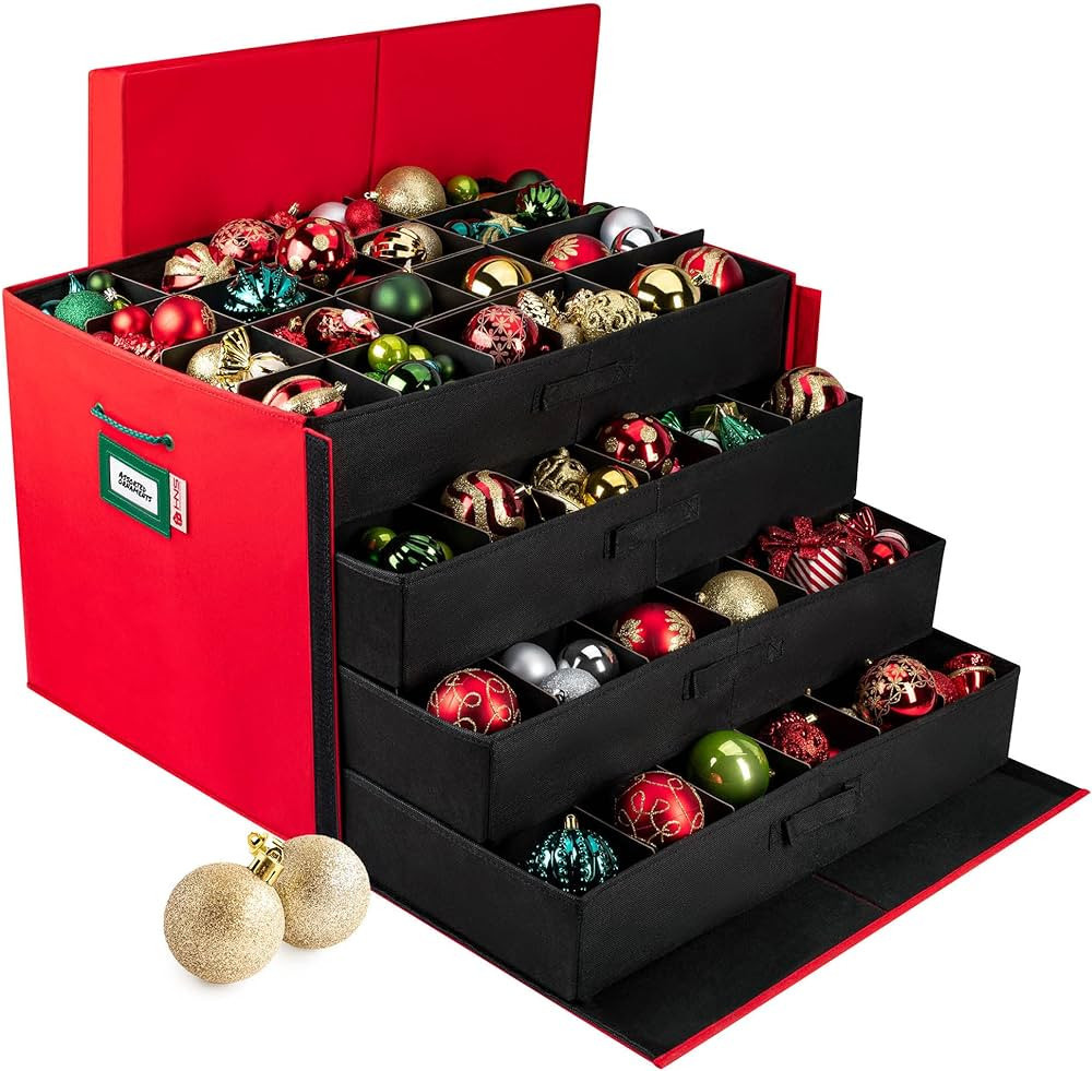 HOLDN’ STORAGE Christmas Ornament Storage Container Box with Dividers - Stores up to 96-3" Orna... | Amazon (US)