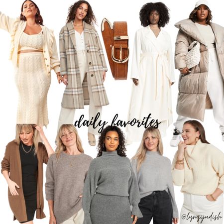 Daily Favorites - Fall and Winter Fashion 

Curves, plus size fashion, plus size style, size 16 influencer, beige knitwear, off white co ords, beige plaid coat, brown belt, off white satin duster coat, beige winter coat, brown cardigan, comfy sweater, grey turtleneck sweater, cable knit, off white sweater 

#LTKunder100 #LTKcurves #LTKunder50