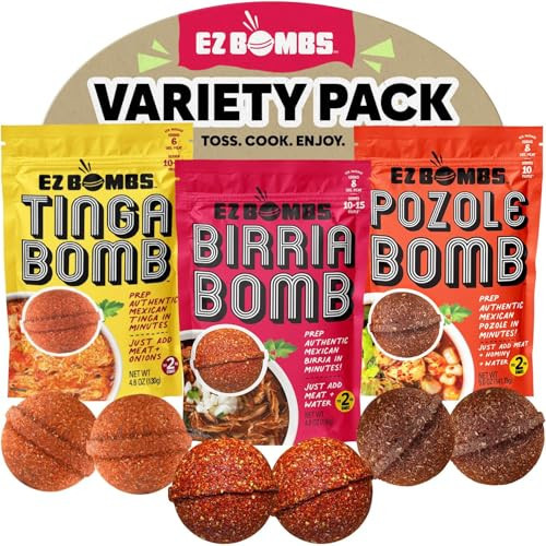 EZ Bombs Variety Pack – Pozole, Tinga & Birria Bomb Seasonings – Authentic Mexican Spice Mix for Tacos, Tortas, Nachos & Pozole Soup – Made with Real Chiles, Herbs & Spices for Quick, Flavorful Meals | Amazon (US)