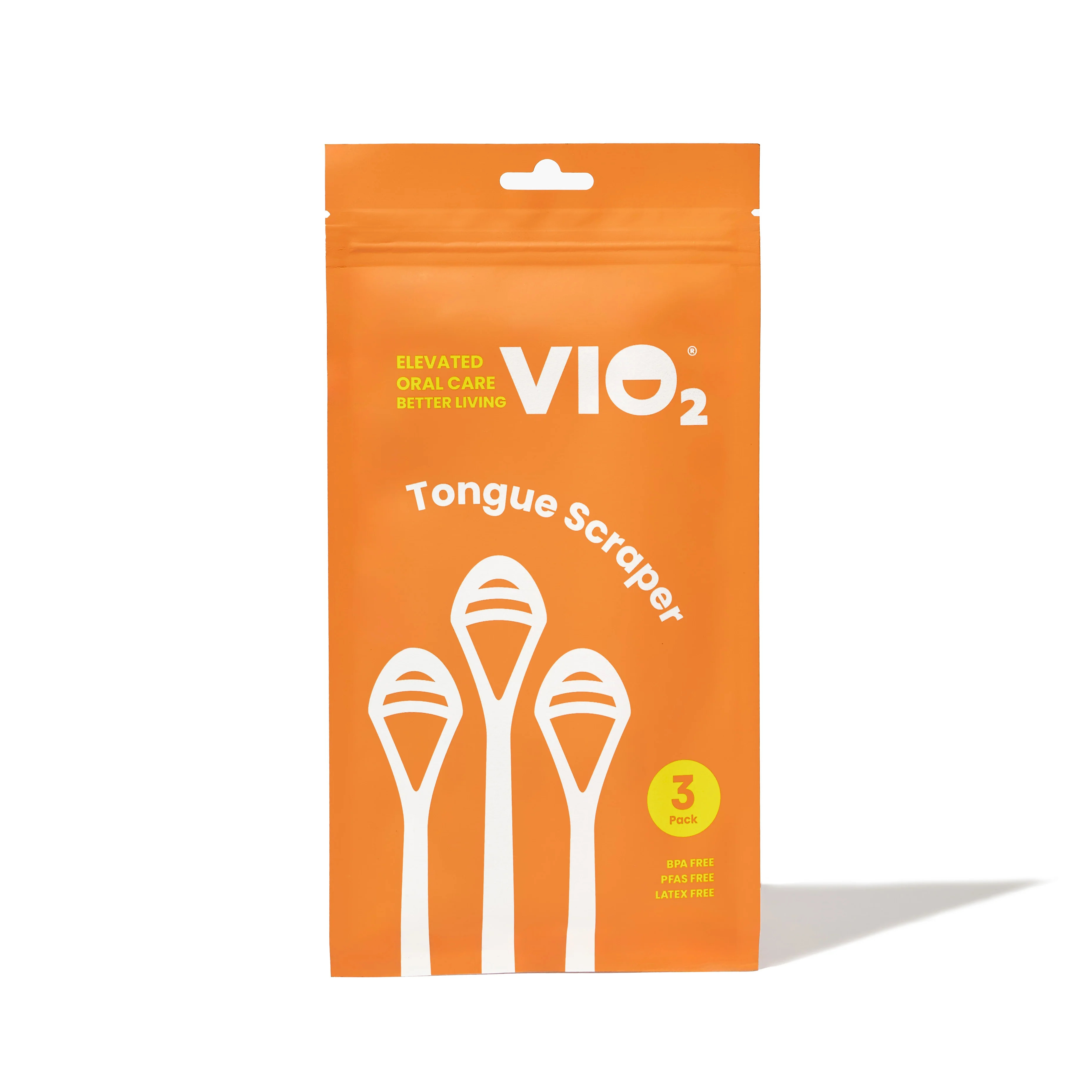 VIO2™ Tongue Scraper - Pack of 3 REUSABLE Scrapers - BPA Free, PFAS Free, Latex Free | VIO2tape