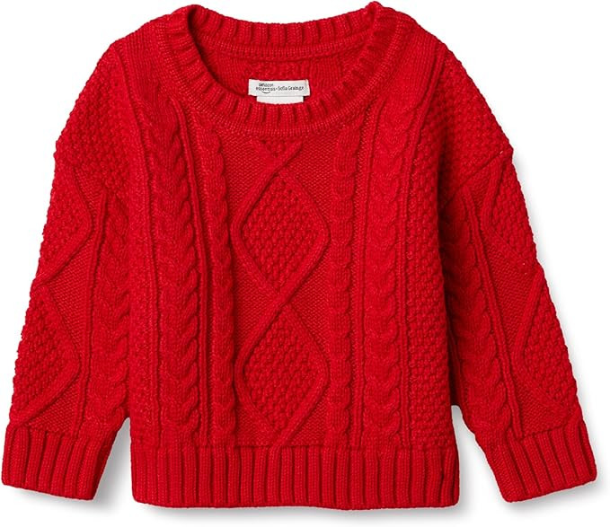 Amazon Essentials x Sofia Grainge Unisex Babies, Toddlers and Kids' Cable Crewneck Sweater | Amazon (US)