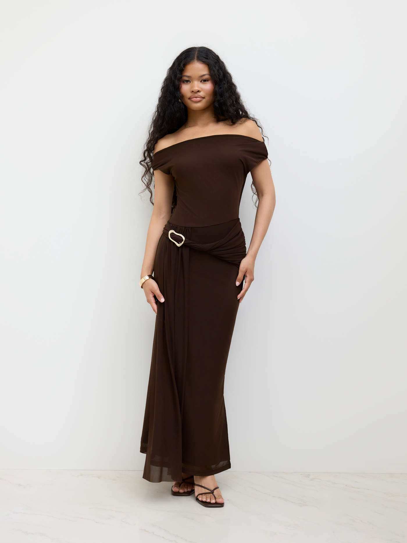 Mesh Mesh Asymmetrical Neck Ruched Draped Maxi Dress For Rencard | Cider