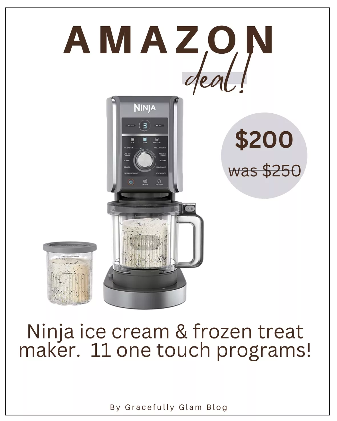 Ninja CREAMi Deluxe 11-in-1 NC501 Ice Cream Frozen Yogurt Machine Treat  Maker