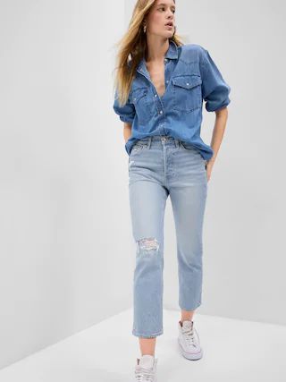 High Rise Cheeky Straight Jeans with Washwell | Gap (US)