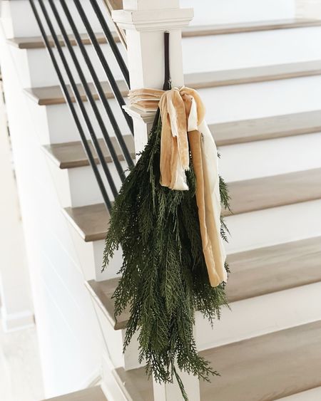 This year I decided to do faux teardrop cedar swag style garland on the stairs for a cleaner simpler look- this twig teardrop is still in stock at Pottery Barn for Christmas staircase decor decorating 🌲 #stairs #garland #christmass

#LTKhome #LTKHoliday #LTKSeasonal