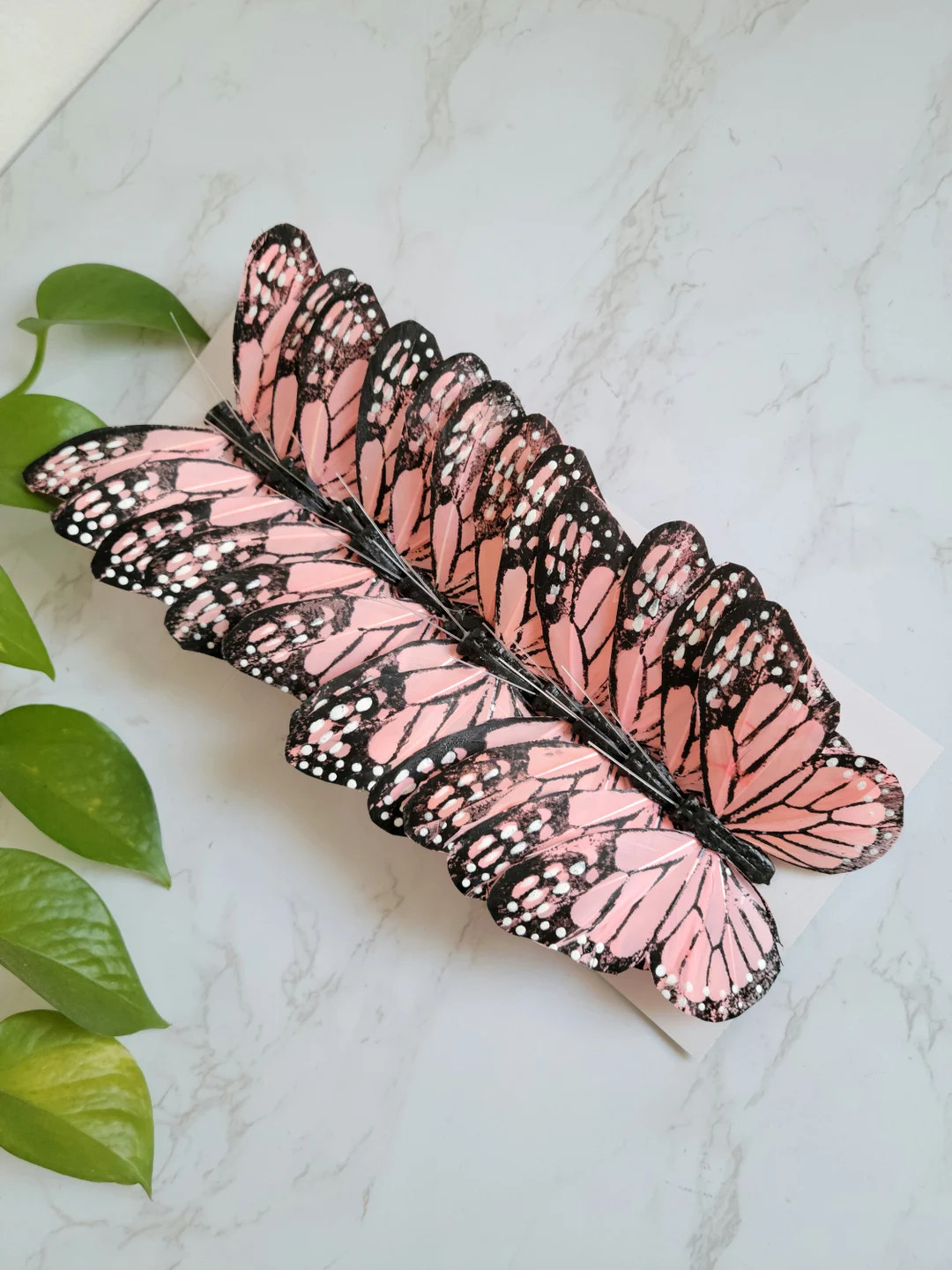 12 Light Coral 5" feather butterflies, wedding decorations, Floral accents home garden decoration... | Etsy (US)