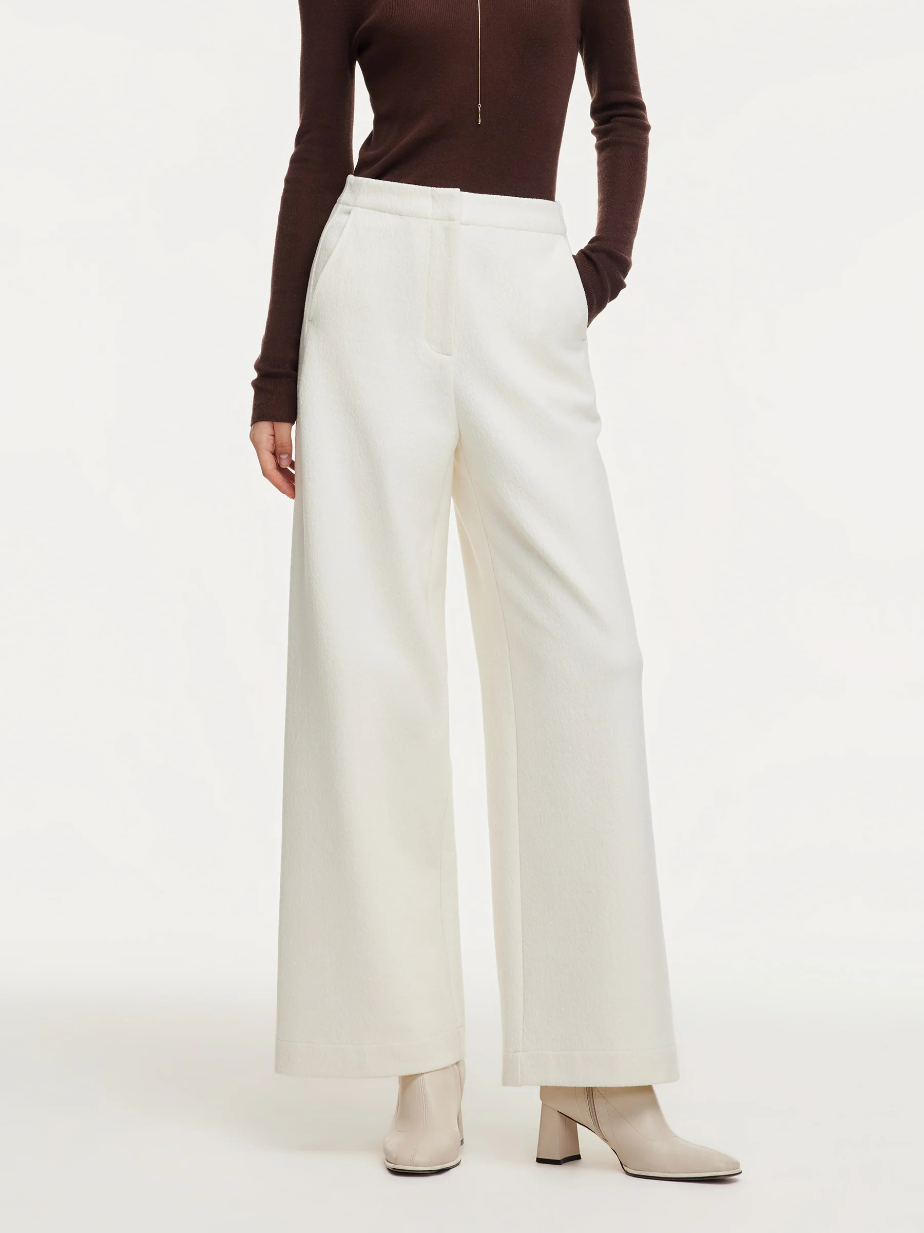 Adjustable Waist Straight Wide Leg Women Pants | GOELIA
