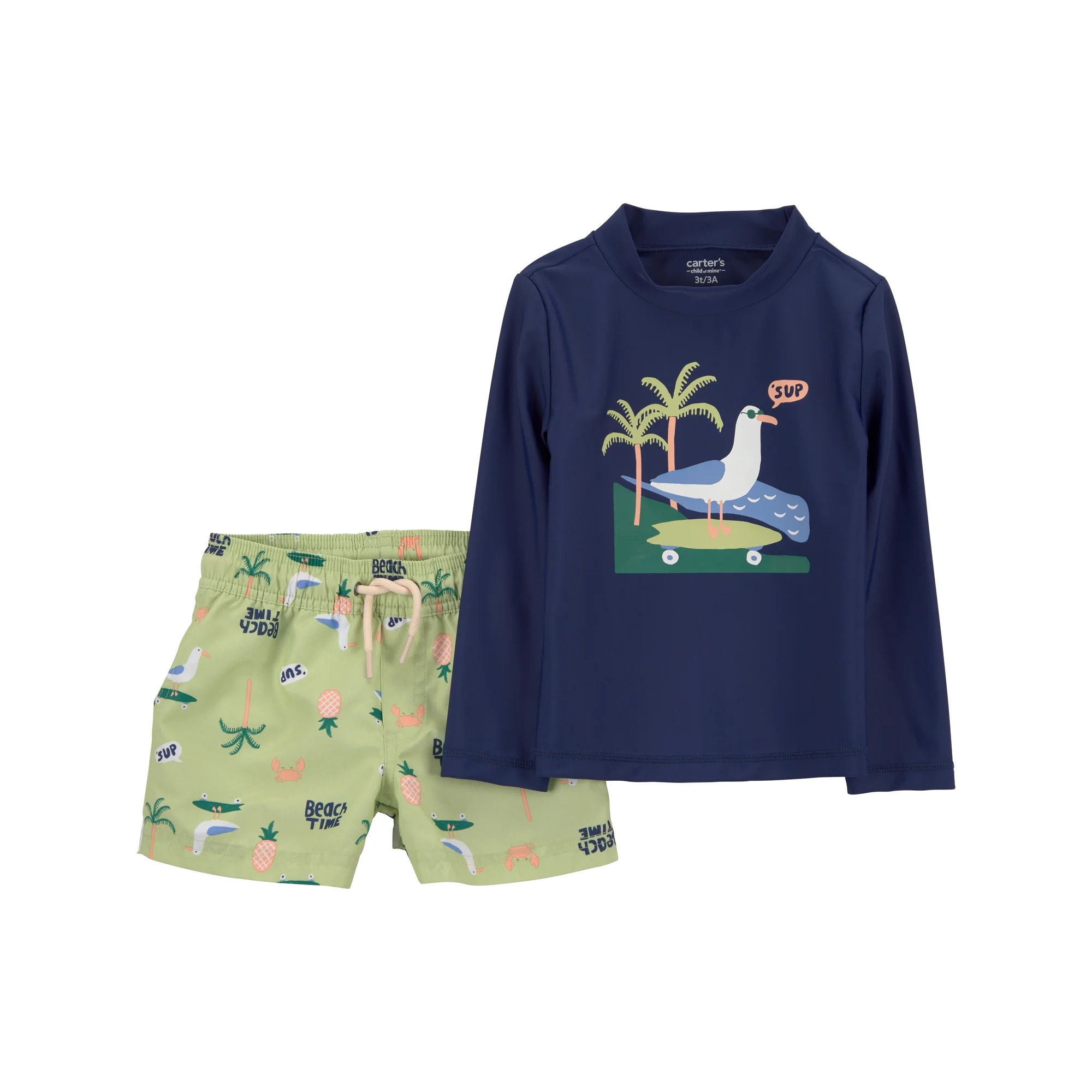 Carter's Child of Mine Toddler Boy Rash Guard Swimsuit Set, 2-Piece, Sizes 12M-5T | Walmart (US)