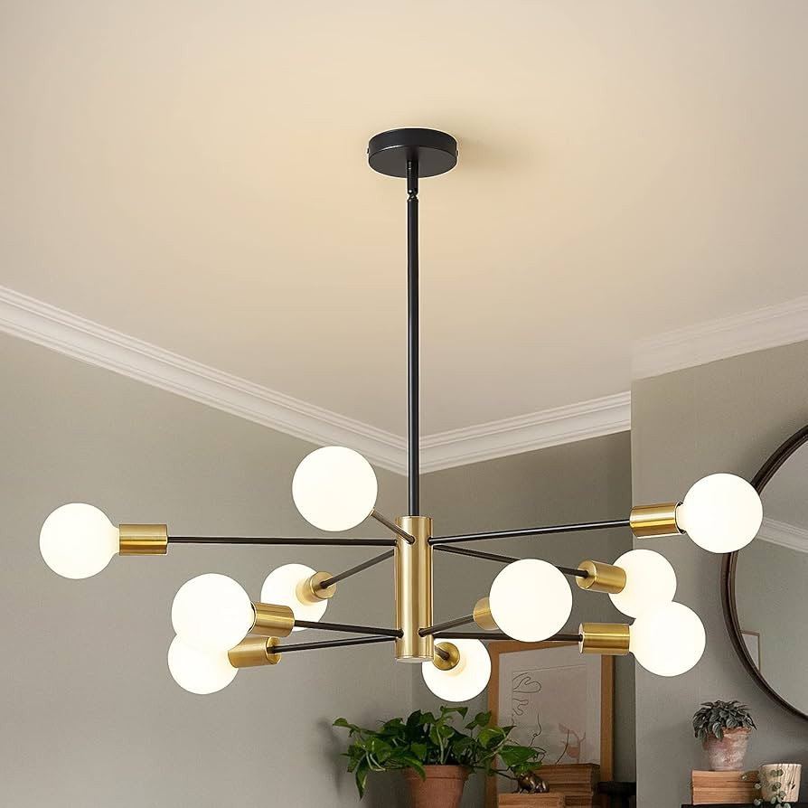 RUIYEY Chandeliers Ceiling Light, Black and Gold Chandeliers Light Fixture 10-Light Height Adjust... | Amazon (CA)