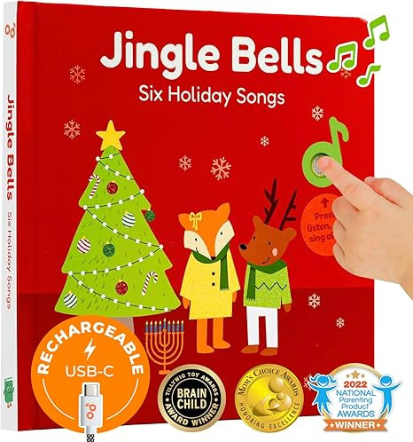 Cali's Books Jingle Bells USB-C Rechargeable Christmas Musical Book - Toddler Interactive Christm... | Amazon (US)